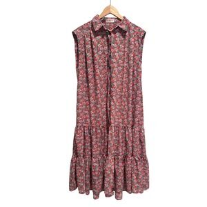 Natural Life Talulah Pink Floral Sleeveless Oversized Shirt Dress Size XS/S